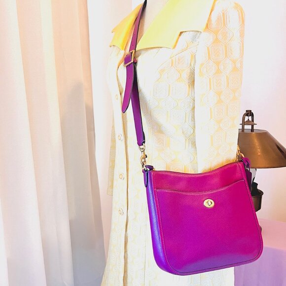 Coach Polished Pebble Leather Crossbody Bag in Deep Plum (Includes Dust Bag) NWT - Picture 11 of 12